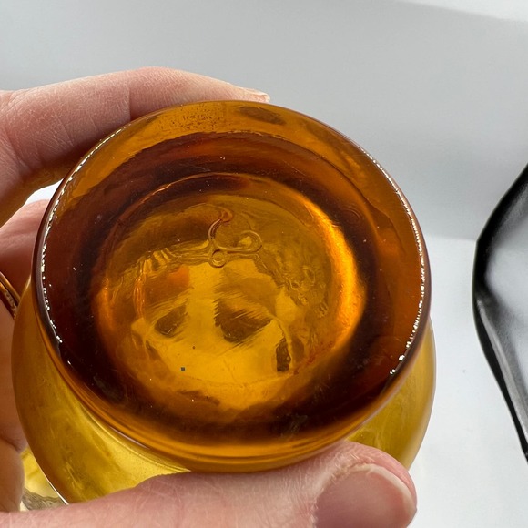 Vintage Amber Libbey Americana Lace Embossed Glass Etched Tumblers 7 Pieces MCM - Picture 7 of 10